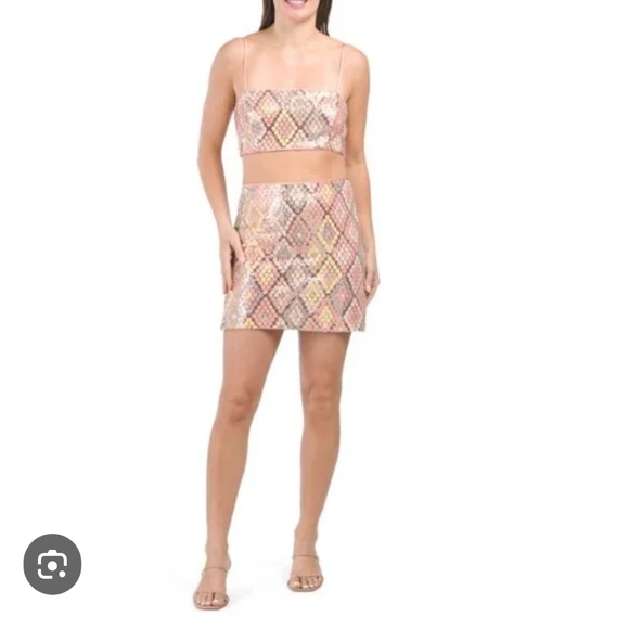 NEW🌸Caroline Constas 2 piece Sequin Mini Skirt & Crop Top Set - Picture 9 of 11